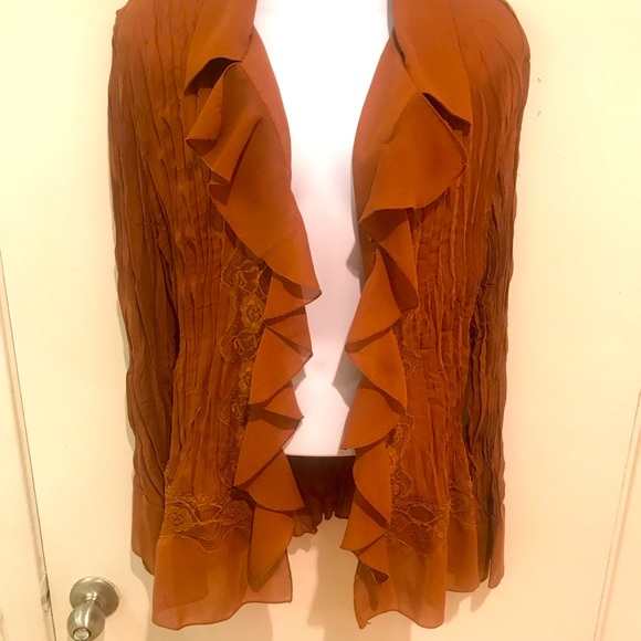 DRESS-U-II-BY SHARON JABOT POET BLOUSE RUST VINTAGE HOBO 2X - Picture 6 of 12